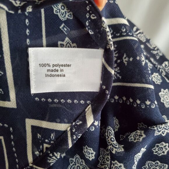 NWT Lane Bryant Women's Kimono One Size Blue Cream Flowy Lightweight Cover-Up - Picture 5 of 6